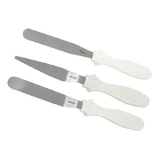 Kit 3 Espátulas Inox Confeiteiro Decorar Bolo Casa Cozinha Foto  mini 1