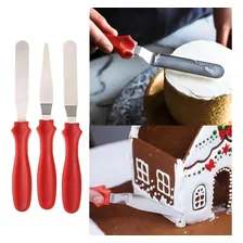 Kit 3 Espátulas Inox P/ Confeitaria Alisador De Bolo Decorar Foto mini  2