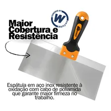 Kit 3 Espátulas Retangular Aço Inox Gesso Drywall Foto mini  2