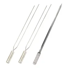 Kit 3 Espetos Churrasco Aço Inox Duplo E Espada Lâmina 40cm Foto  mini 1