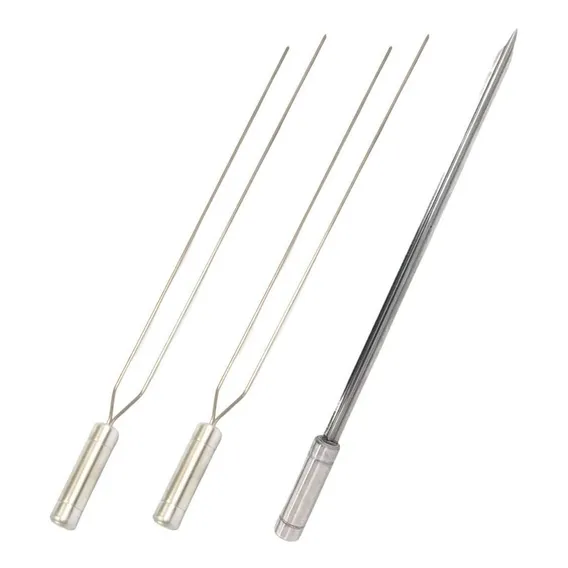 Kit 3 Espetos Churrasco Aço Inox Duplo E Espada Lâmina 40cm Foto 1