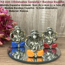 Kit 3 Estátuas Ganesha Deus Prosperidade Sabedoria + Bandeja Foto mini  2