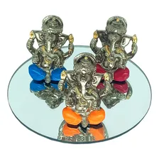 Kit 3 Estátuas Ganesha Deus Prosperidade Sabedoria + Bandeja Foto  mini 1