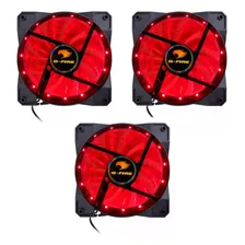 Kit 3 Fan Cooler Gamer Led Vermelho 120x120mm Foto  mini 1