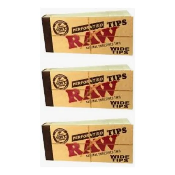 Kit 3 Filtros Piteiras De Papel Raw Tips Wide Perfurada Grow Foto 1