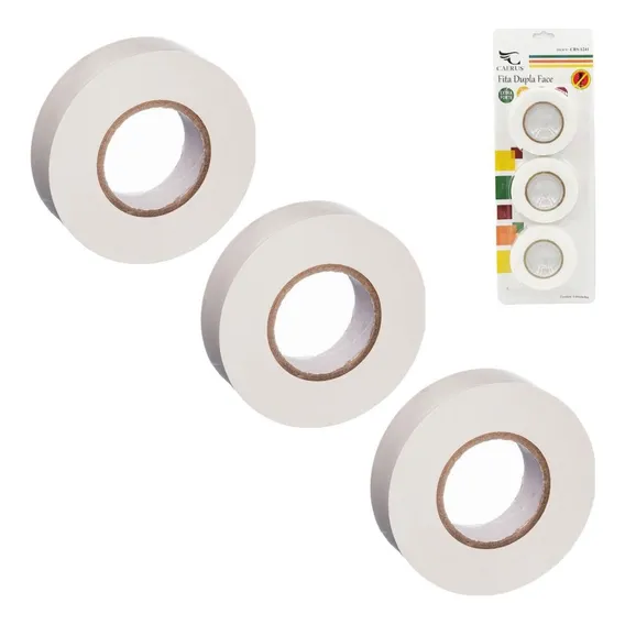 Kit 3 Fita Dupla Face De Espuma Adesiva Extra Forte Branca Foto 1