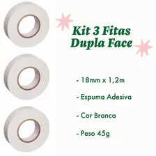 Kit 3 Fita Dupla Face De Espuma Adesiva Extra Forte Branca Foto mini  3