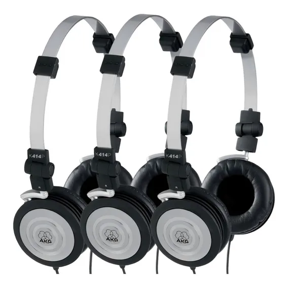 Kit 3 Fone Profissional Akg Headphone K414p + Bolsa Cor Preto Foto 1