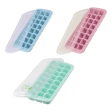 Kit 3 Formas De Gelo 24 Cubos Silicone C/ Tampa Livre De Bpa Cor Variadas Foto mini 1