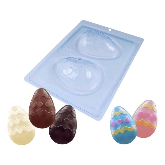 Kit 3 Formas Para Chocolate Especial Ovo Texturizado 100g Foto 1