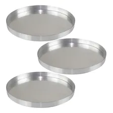 Kit 3 Formas Redonda Para Pizza De 25cm Em Alumínio Brotinho Cor Prateado Foto  mini 1