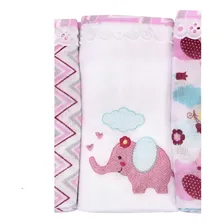 Kit 3 Fraldas De Pano Bainha Tecido Duplo Bordadas Algodão Foto mini 2
