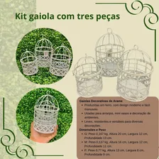 Kit 3 Gaiolas Decorativas Redonda Branca Cor Branco Foto mini  2