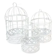 Kit 3 Gaiolas Decorativas Redonda Branca Cor Branco Foto  mini 1