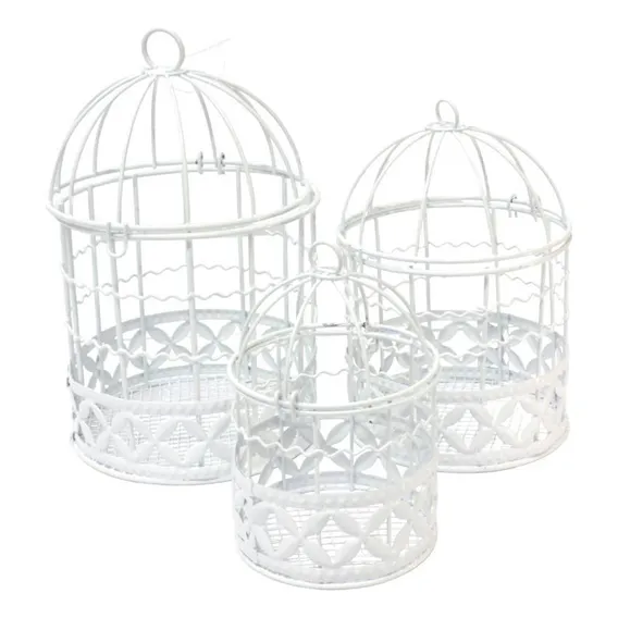 Kit 3 Gaiolas Decorativas Redonda Branca Cor Branco Foto 1