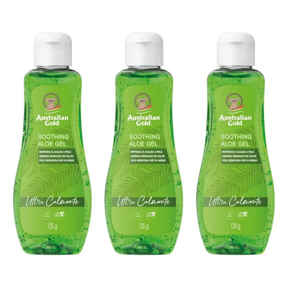 Kit 3 Gel Pós Sol Calmante Aloe Vera Australian Gold 125g Foto 1