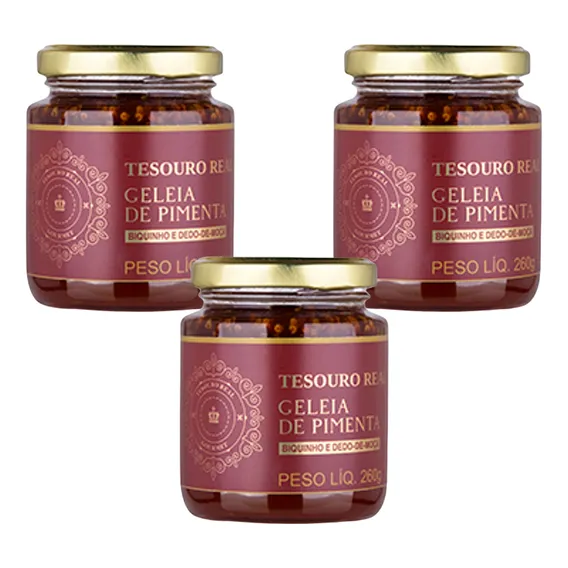 Kit 3 Geleia De Pimenta Dedo De Moça Tesouro Real - 260g Foto 1