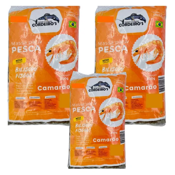 Kit 3 Isca Em Pó Camarão Massa Pesca Tilápia Pacu Tamba 500g Foto 1