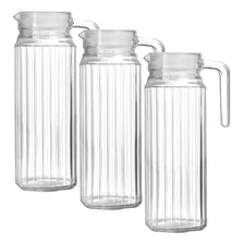 Kit 3 Jarra Vidro Tampa Alça Transparente Suco Bebidas 1l Foto mini 1
