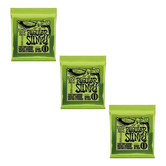 Kit 3 jogos de Cordas 010-046 P/ Guitarra Regular Slinky Ernie Ball Foto 1