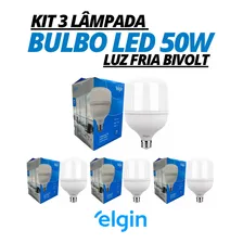 Kit 3 Lâmpada Led Bulbo 50w Alta Potência E27 Bivolt 6500k Foto mini  2