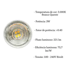 Kit 3 Lampada Led Mini Dicroica Mr11 Gu10 3w Branco Quente Foto mini  3