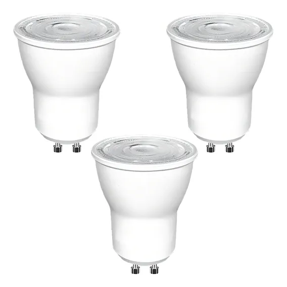Kit 3 Lampada Led Mini Dicroica Mr11 Gu10 3w Branco Quente Foto 1