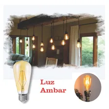 Kit 3 Lâmpadas Filamento Led St64 4w Ambar 2200k Bivolt E27 Foto mini  3