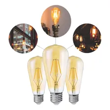 Kit 3 Lâmpadas Filamento Led St64 4w Ambar 2200k Bivolt E27 Foto  mini 1