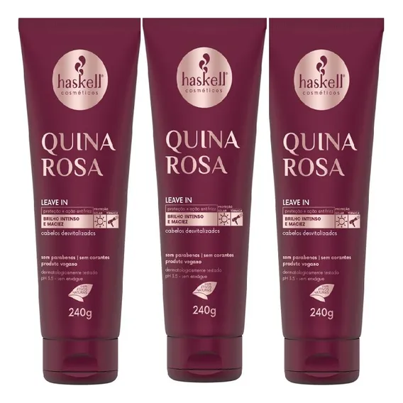Kit 3 Leave In Haskell Creme De Pentear Quina Rosa 240gr Foto 1
