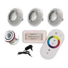 Kit 3 Leds Rgb Piscina + Controle + Fonte + Adaptador 50mm Foto mini 1