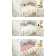Kit 3 Lençol Americano Com Elástico Em Malha Antialérgico Menina Ou Menino Roupa De Cama Baunilha Branco Rosa Jogo 3 Lençol Berço 100% Algodão 70 Cm X 1,30 M X 12 Cm Renova Enxovais Foto mini 1