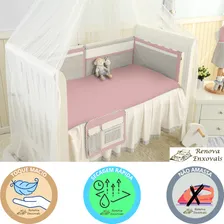 Kit 3 Lençol Americano Com Elástico Em Malha Antialérgico Menina Ou Menino Roupa De Cama Baunilha Branco Rosa Jogo 3 Lençol Berço 100% Algodão 70 Cm X 1,30 M X 12 Cm Renova Enxovais Foto mini 3