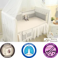 Kit 3 Lençol Americano Com Elástico Em Malha Antialérgico Menina Ou Menino Roupa De Cama Baunilha Branco Rosa Jogo 3 Lençol Berço 100% Algodão 70 Cm X 1,30 M X 12 Cm Renova Enxovais Foto mini 2