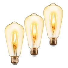 Kit 3 Lâmpada Filamento Led Retrô Vintage Ambar St64 4w Foto mini 1