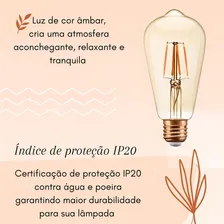 Kit 3 Lâmpada Filamento Led Retrô Vintage Ambar St64 4w Foto mini 3
