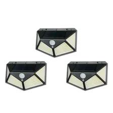 Kit 3 Luminária Energia Solar Parede 100 Led Sensor Presença Foto mini 1