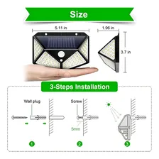 Kit 3 Luminária Energia Solar Parede 100 Led Sensor Presença Foto mini 2