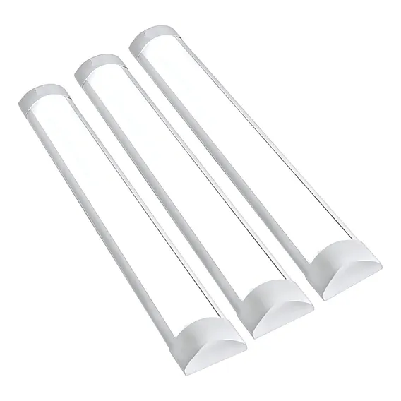 Kit 3 Luminária Led Linear 60cm 20w Branco Sobrepor Bivolt Estrutura Branco Quente 3000k 110v/220v Foto 1