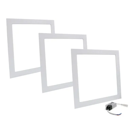 Kit 3 Luminária Painel Plafon Led Embutir 18w Quadrado Slim Estrutura Branco-frio Foto 1