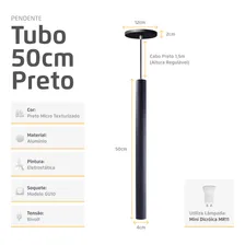 Kit 3 Luminária Pendente Tubo Preto 50cm Led Branco Quente Foto mini  3