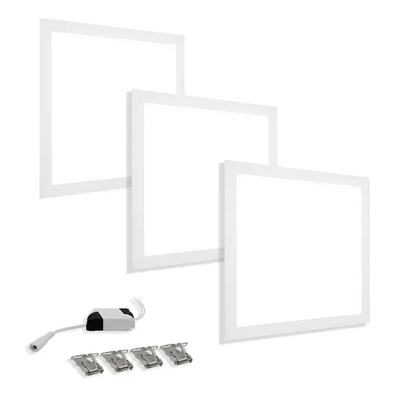 Kit 3 Luminária Plafon Painel 36w Embutir 40x40 Branco Frio 110V/220V (Bivolt) Foto 1