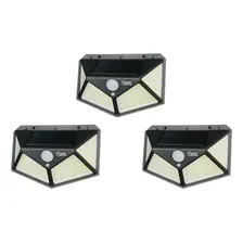 Kit 3 Luminária Solar Parede 100 Led Sensor Presença Leds Foto mini 1
