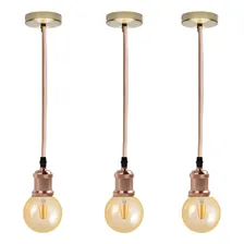 Kit 3 Luminárias Pendentes Filamento Led G95 Cor 2300k Âmbar Foto  mini 1