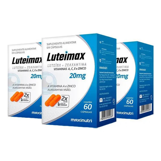 Kit 3 Luteimax Luteína & Zeaxantina - 60 Cápsulas Maxinutri Foto 1
