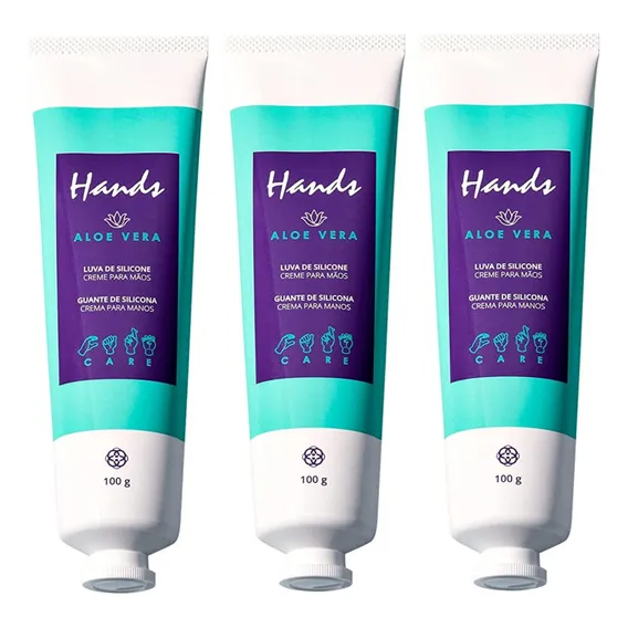 Kit 3 Luvas Silicone Hidratante Creme Para As Mãos Aloe Vera Foto 1