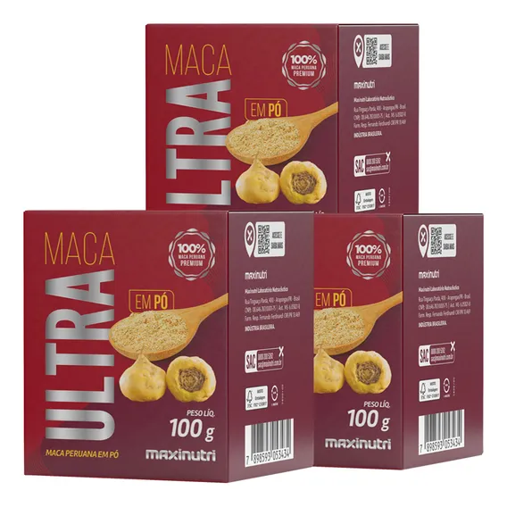 Kit 3 Maca Ultra Em Pó 100g Ogirinal 100% Maca Maxinutri Foto 1