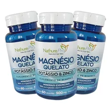 Kit 3 Magnésio Quelato + Potássio + Zinco 60 Cáps Sabor Sem sabor Foto  mini 1