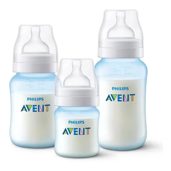 Kit 3 Mamadeira Avent Menino Antic贸lica 125/260/330ml Azul Foto 1