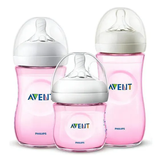 Kit 3 Mamadeira Avent Petala Anticolica cor rosa Foto 1
